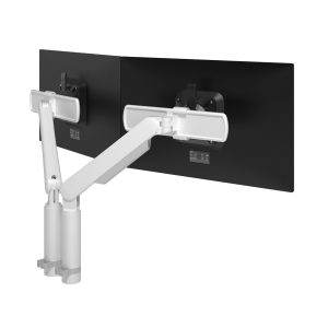 Braço de monitor duplo (8,5kg) - Altura, lateral, profundidade dinâmica e independente - Mesa