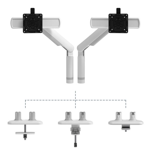 Braço de monitor duplo (8,5kg) - Altura, lateral, profundidade dinâmica e independente - Mesa