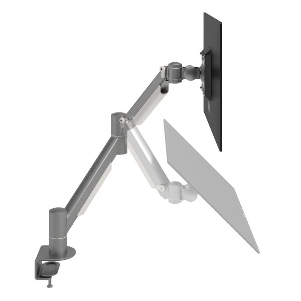 Braço de monitor inox (8kg) - Altura dinâmica e profundidade independente - Mesa