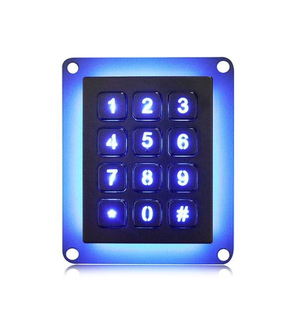 keypad de 12 teclas em aço inox e com retro iluminação