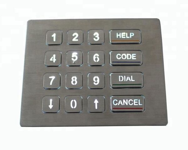 teclado em aço inox de 16 teclas retro iluminadas
