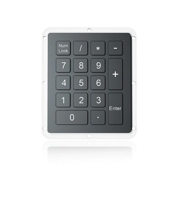 keypad numérico em alumínio com 17 teclas retroiluminadas e com montagem traseira