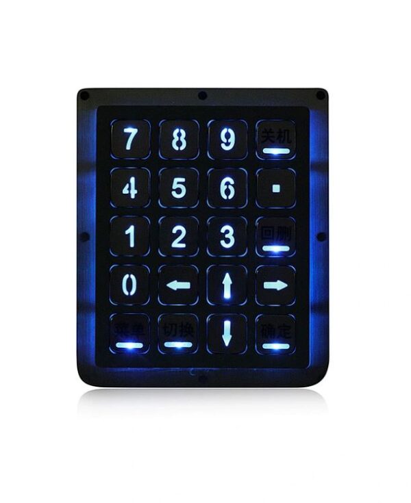 keypad e 20 teclas retroiluminadas com montagem pela retaguarda