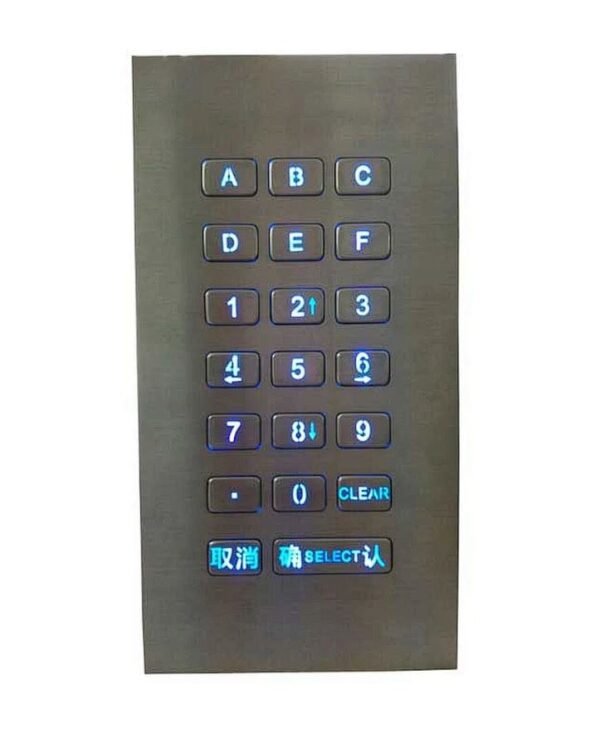 keypad e 20 teclas em aço inox com montagem frontal e IP67
