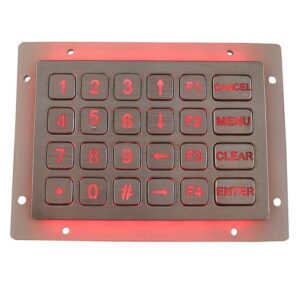 keypad em aço inox com 24 teclas retroiluminadas