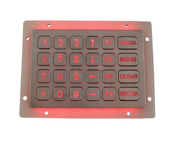 keypad em aço inox com 24 teclas retroiluminadas