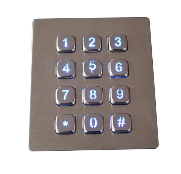 keypad de 12 teclas iluminadas com montagem pela frente