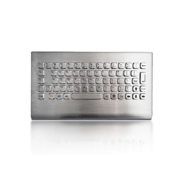 mini teclado em aço inox com montagem na parede