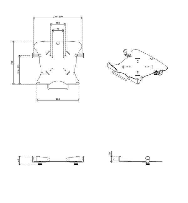 Suporte para portátil com fixação lateral