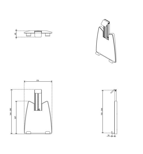 Suporte para tablet com fixação em 2 lados