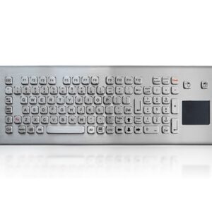 teclado em aço inox com 103 teclas e touchpad incorporado