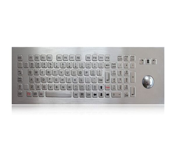 teclado em aço inox com trackball de 38 mm e montagem frontal
