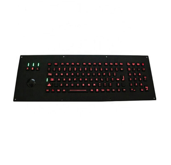 teclado inox retroiluminado com trackball na mão esquerda