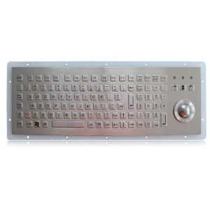 teclado de 107 teclas em aço inox com trackball incorporado