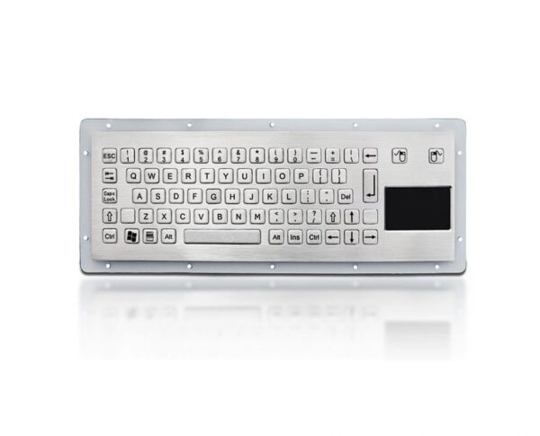 teclado em aço inox com 70 teclas e montagem pela retaguarda
