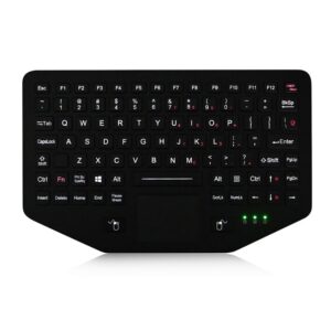 Teclado industrial com touchpad construido em metal e com teclas iluminadas