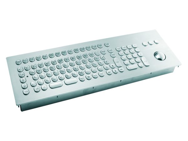 Teclado em Aço Inox com Keypad e Trackball (montagem frontal)