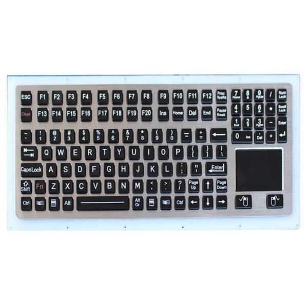 Teclado industrial em inox com touchpad incorporado