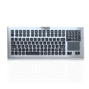 teclado em aço inox com touchpad e teclas em plástico