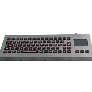 Teclado em inox com teclas iluminadas e com touchpad industrial