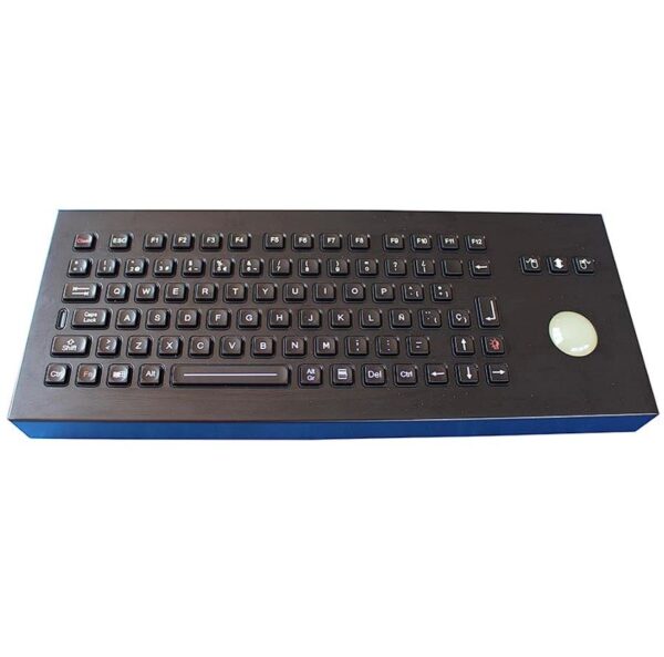 Teclado resistente em aço inox com trackball