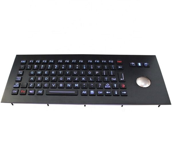 Teclado inox com trackball e teclas iluminadas