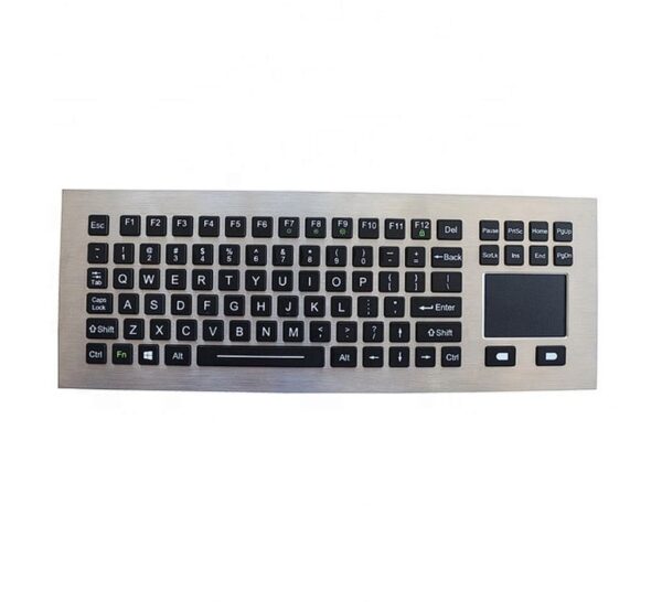 teclado em aço inoxidavel com touchpad e teclas com luz