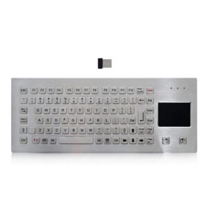 teclado em aço inox sem fios com touchpad, em versão desktop