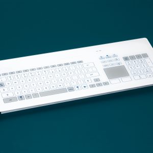 Teclado em vidro com Keypad e Touchpad (montagem frontal)