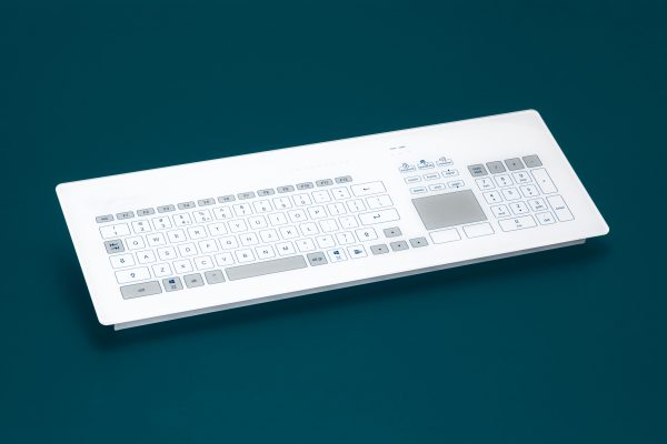 Teclado em vidro com Keypad e Touchpad (montagem frontal)