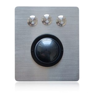 trackball de 50 mm feito em aço inox, com montagem frontal